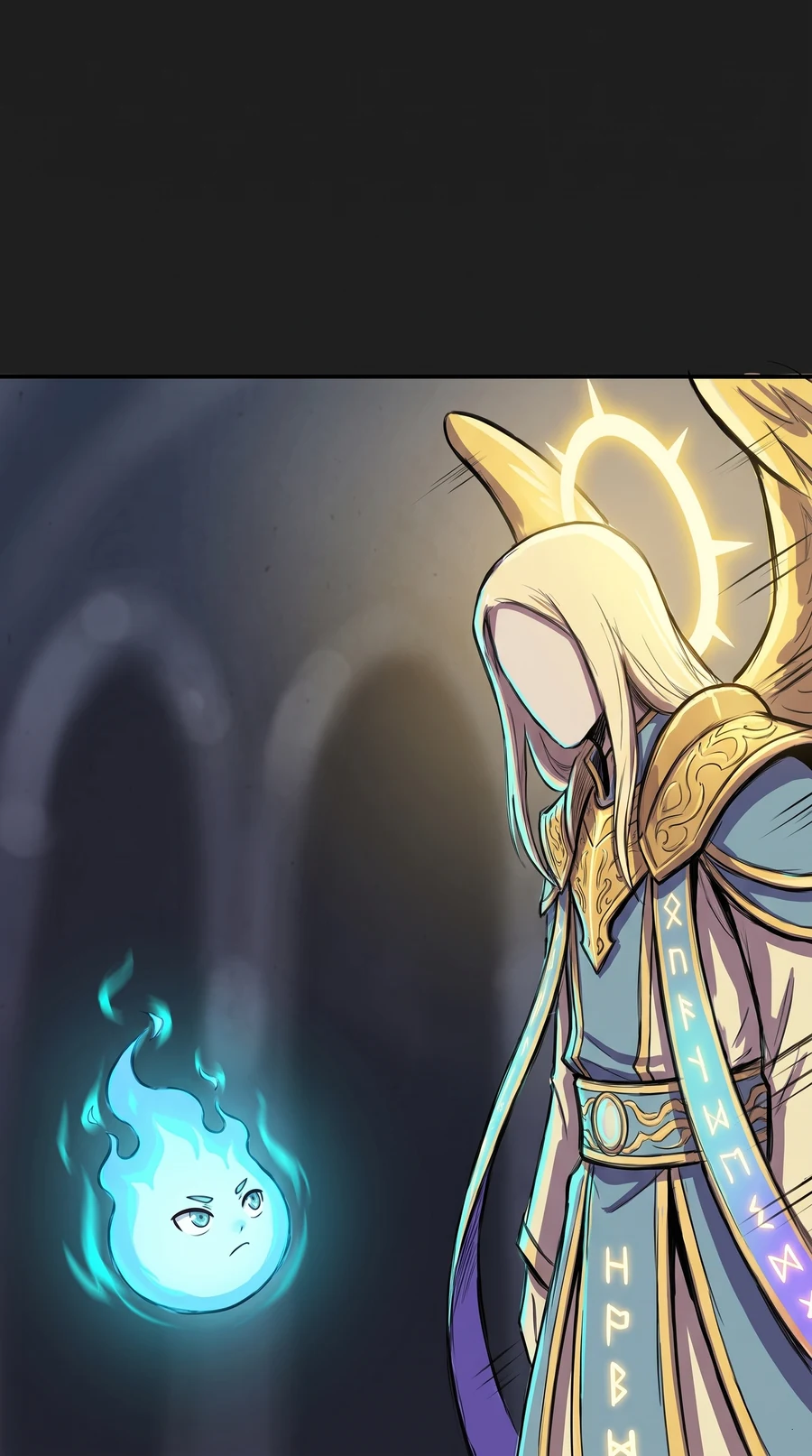 The soul faces the god, defiant